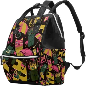 Travel Backpacks for Women,Mens Backpack,Umbrella Floral Cat,Backpack