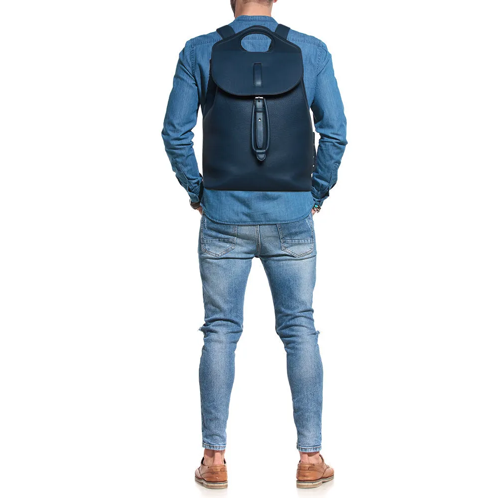 Trendy Inspired Burberry Ash Blue Grain Leather Pocket Backpack