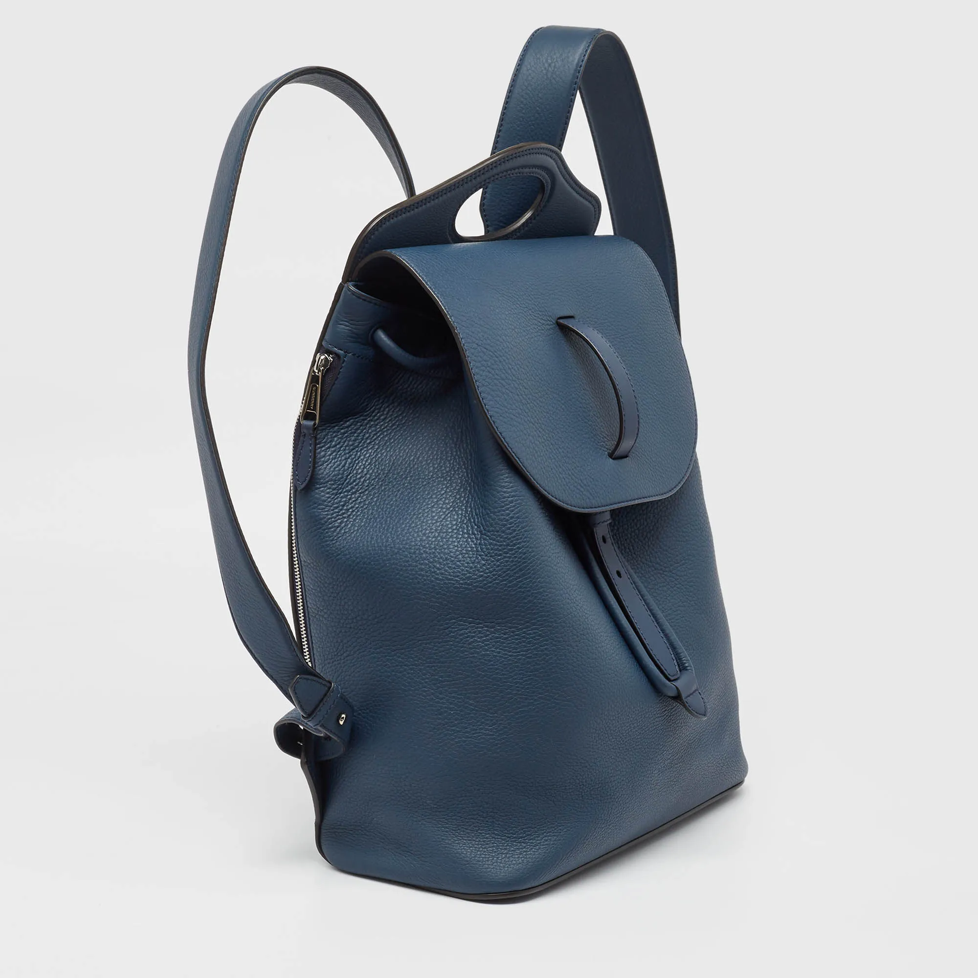 Trendy Inspired Burberry Ash Blue Grain Leather Pocket Backpack