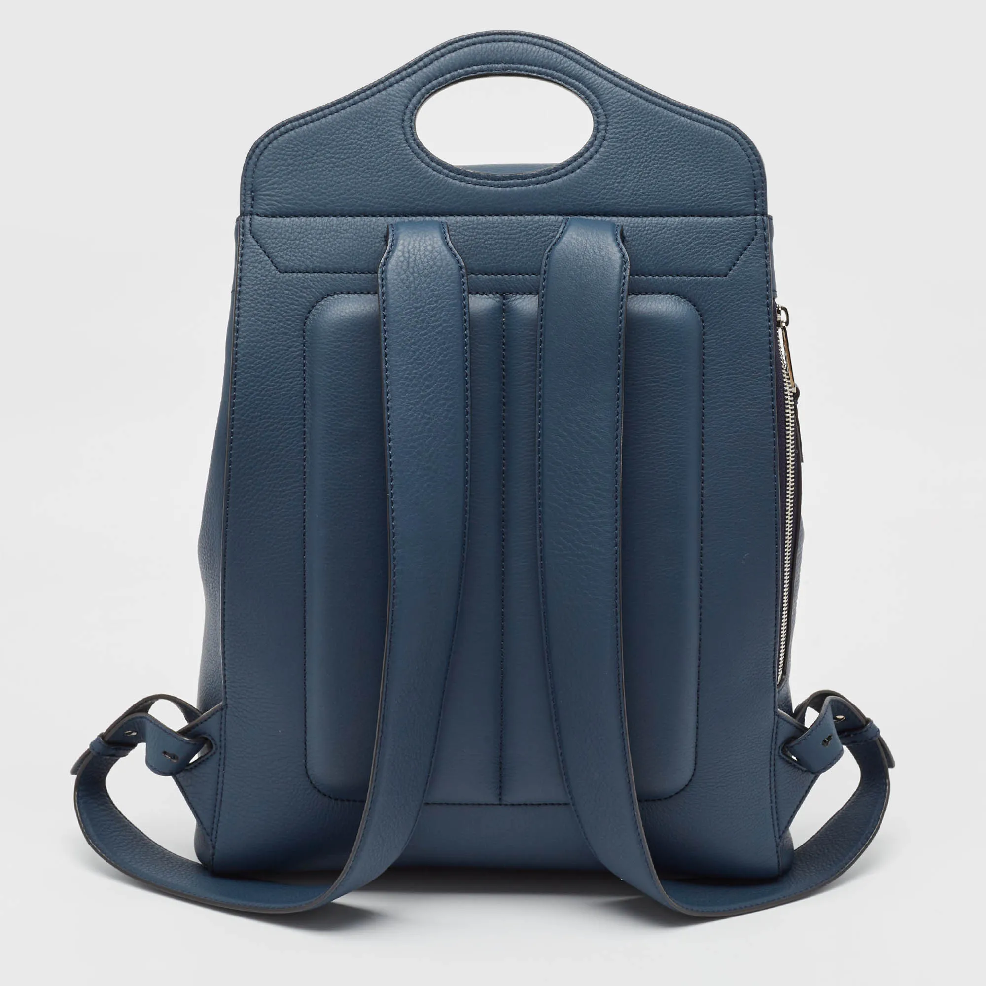 Trendy Inspired Burberry Ash Blue Grain Leather Pocket Backpack