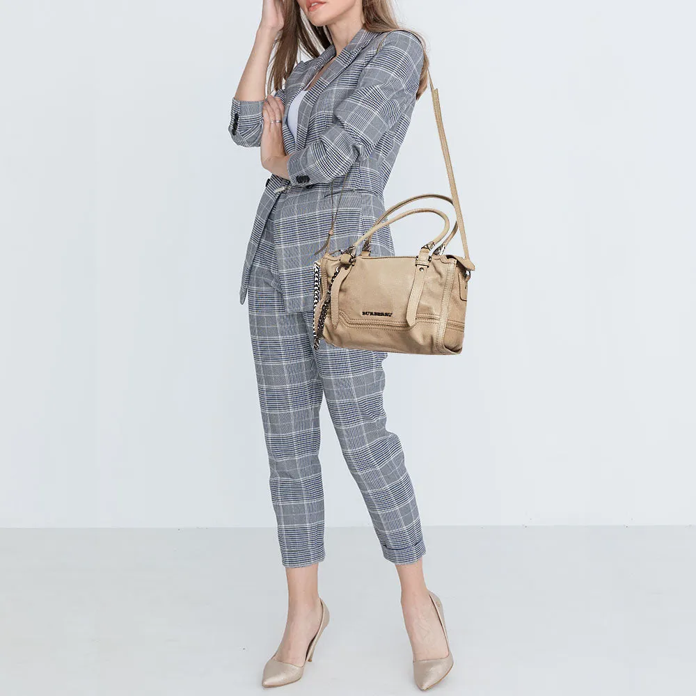 Trendy Inspired Burberry Grey Leather Ashmore Tote