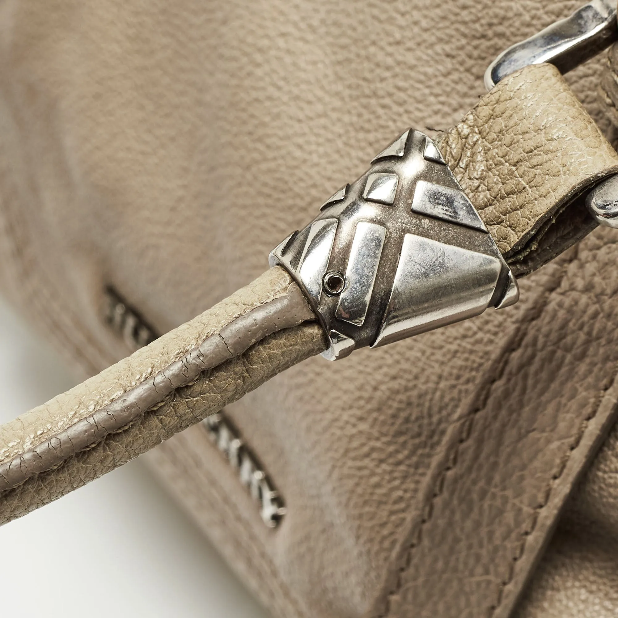 Trendy Inspired Burberry Grey Leather Ashmore Tote