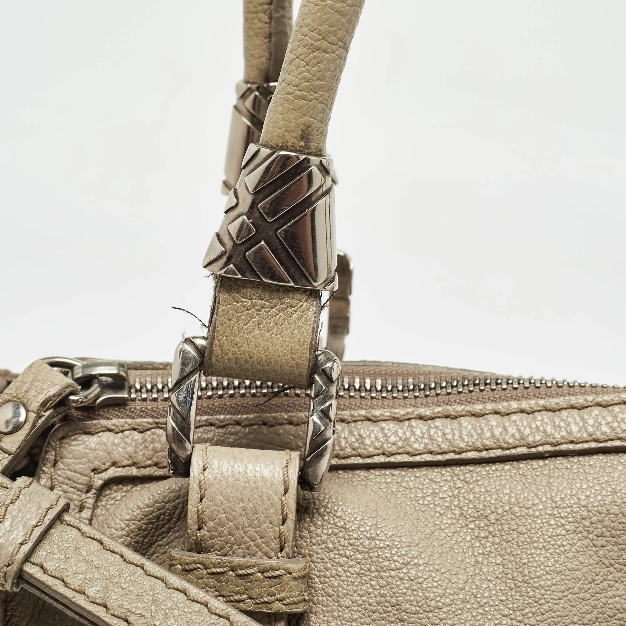 Trendy Inspired Burberry Grey Leather Ashmore Tote
