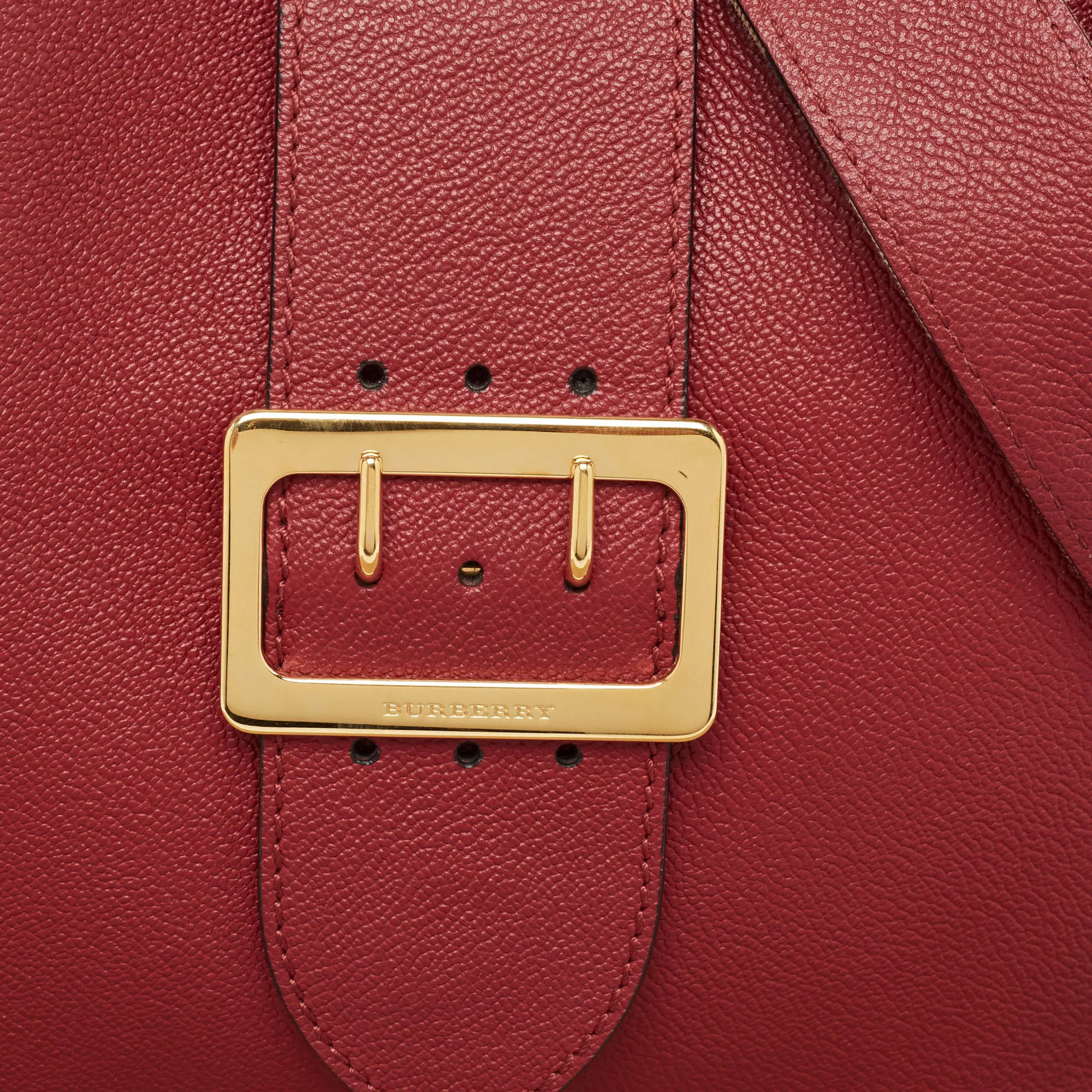 Trendy Inspired Burberry Red Leather Buckle Tote