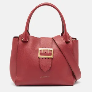 Trendy Inspired Burberry Red Leather Buckle Tote