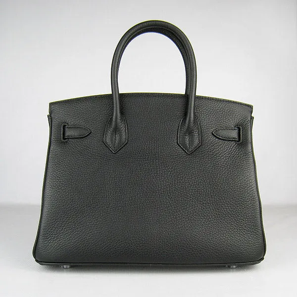 Trendy Inspired Hermes Birkin 30cm Togo Leather Handbags Black Silver