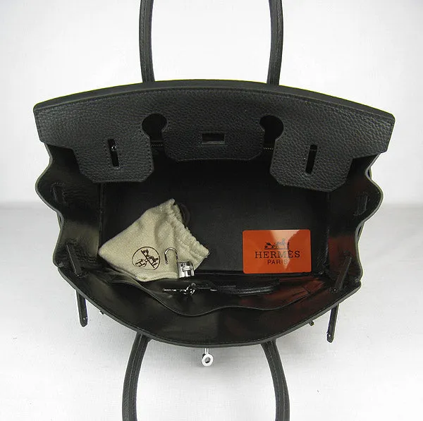 Trendy Inspired Hermes Birkin 30cm Togo Leather Handbags Black Silver