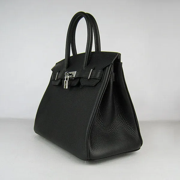 Trendy Inspired Hermes Birkin 30cm Togo Leather Handbags Black Silver