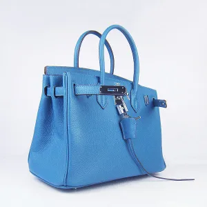 Trendy Inspired Hermes Birkin 30cm Togo Leather Handbags Blue Silver