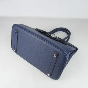 Trendy Inspired Hermes Birkin 30cm Togo Leather Handbags Dark Blue Silver