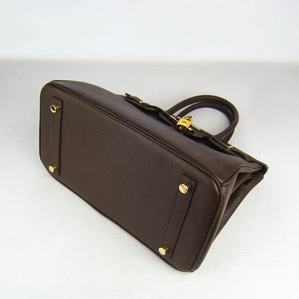 Trendy Inspired Hermes Birkin 30cm Togo Leather Handbags Dark Coffee Golden
