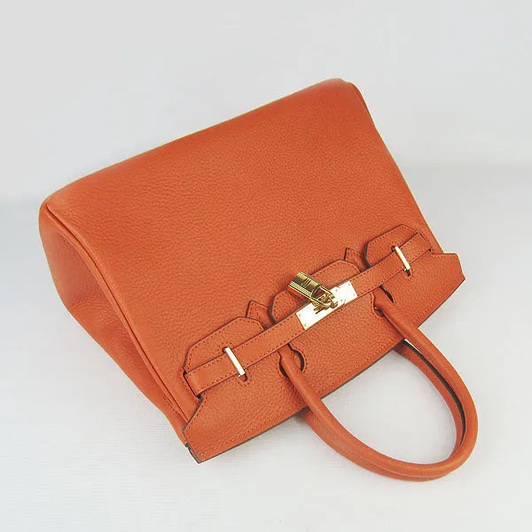 Trendy Inspired Hermes Birkin 30cm Togo Leather Handbags Orange Golden