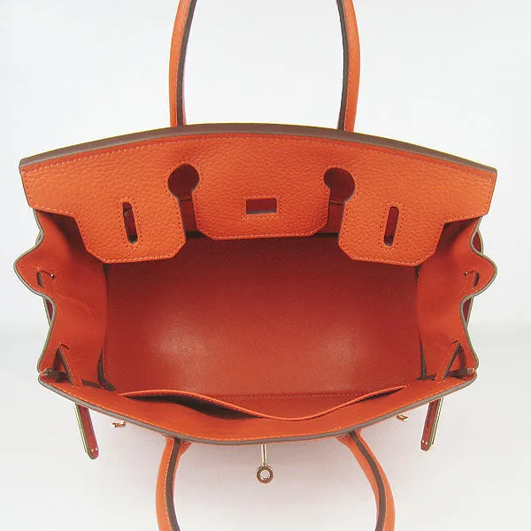 Trendy Inspired Hermes Birkin 30cm Togo Leather Handbags Orange Golden