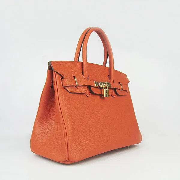 Trendy Inspired Hermes Birkin 30cm Togo Leather Handbags Orange Golden