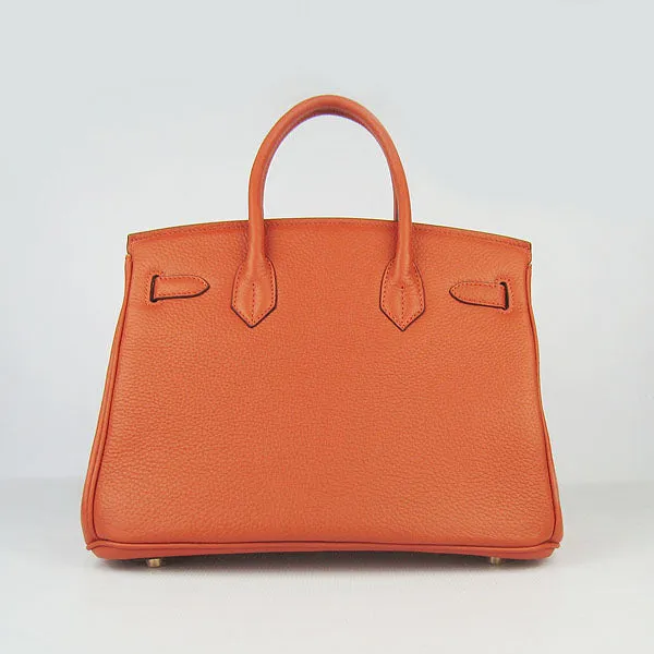 Trendy Inspired Hermes Birkin 30cm Togo Leather Handbags Orange Golden