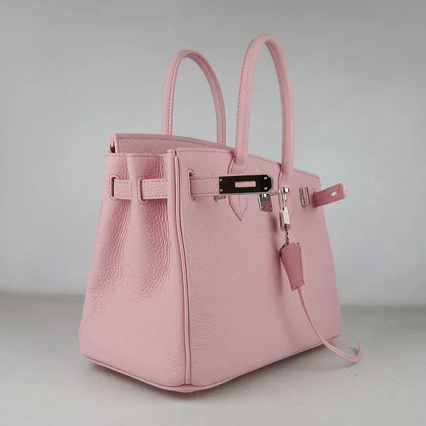 Trendy Inspired Hermes Birkin 30cm Togo Leather Handbags Pink Silver