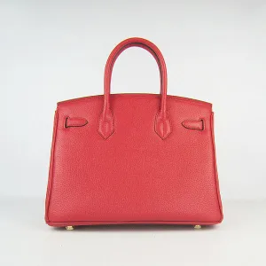 Trendy Inspired Hermes Birkin 30cm Togo Leather Handbags Red Golden