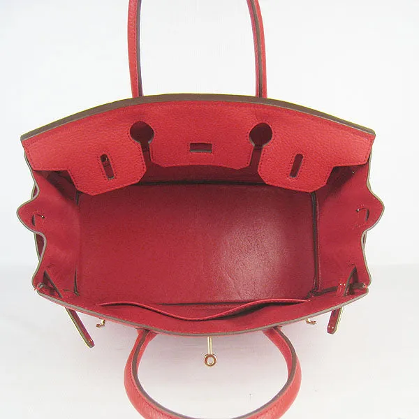 Trendy Inspired Hermes Birkin 30cm Togo Leather Handbags Red Golden