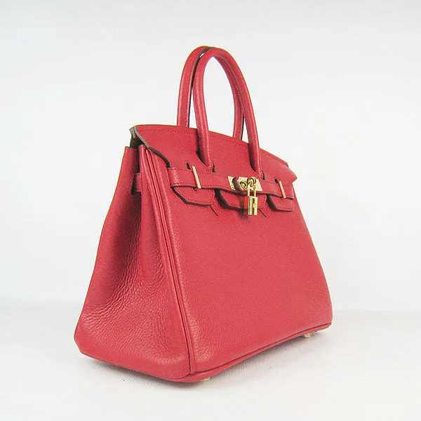 Trendy Inspired Hermes Birkin 30cm Togo Leather Handbags Red Golden