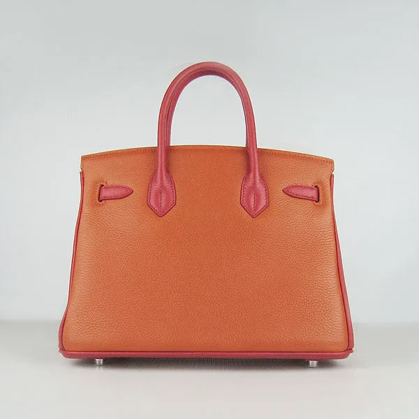 Trendy Inspired Hermes Birkin 30cm Togo Leather Handbags Red/orange/green Silver