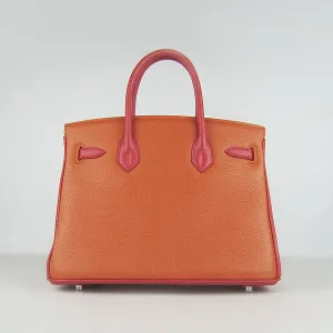 Trendy Inspired Hermes Birkin 30cm Togo Leather Handbags Red/orange/green Silver