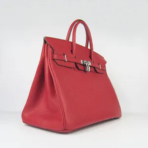 Trendy Inspired Hermes Birkin 35cm Togo Leather Handbags 6099 Red Silver
