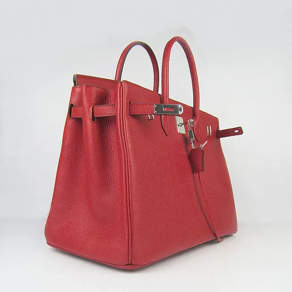 Trendy Inspired Hermes Birkin 35cm Togo Leather Handbags 6099 Red Silver