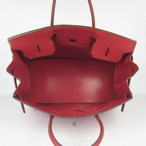 Trendy Inspired Hermes Birkin 35cm Togo Leather Handbags 6099 Red Silver