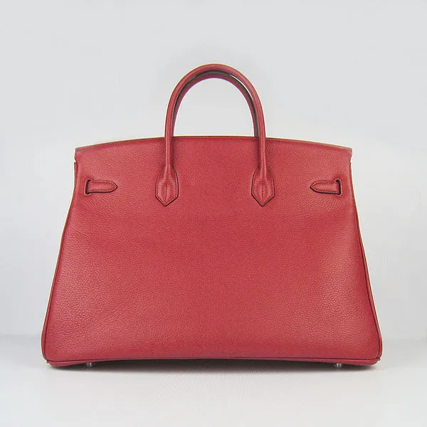 Trendy Inspired Hermes Birkin 35cm Togo Leather Handbags 6099 Red Silver