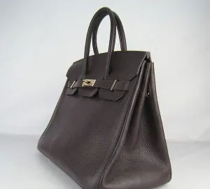 Trendy Inspired Hermes Birkin 35cm Togo Leather Handbags Dark Coffee Golden