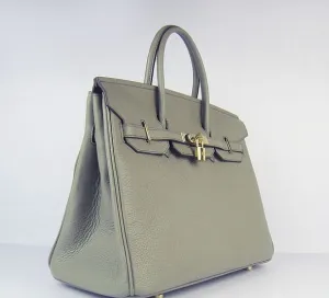 Trendy Inspired Hermes Birkin 35cm Togo Leather Handbags Dark Grey Golden