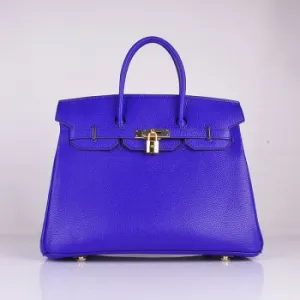 Trendy Inspired Hermes Birkin 35cm Togo Leather Handbags Electric Blue Golden