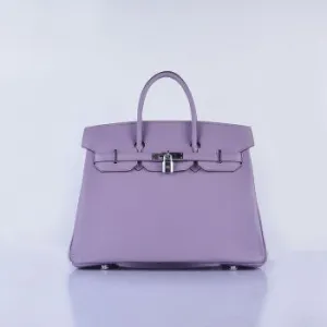 Trendy Inspired Hermes Birkin 35cm Togo Leather Handbags Light Purple Silver