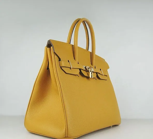 Trendy Inspired Hermes Birkin 35cm Togo Leather Handbags Yellow Golden