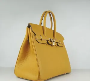 Trendy Inspired Hermes Birkin 35cm Togo Leather Handbags Yellow Golden
