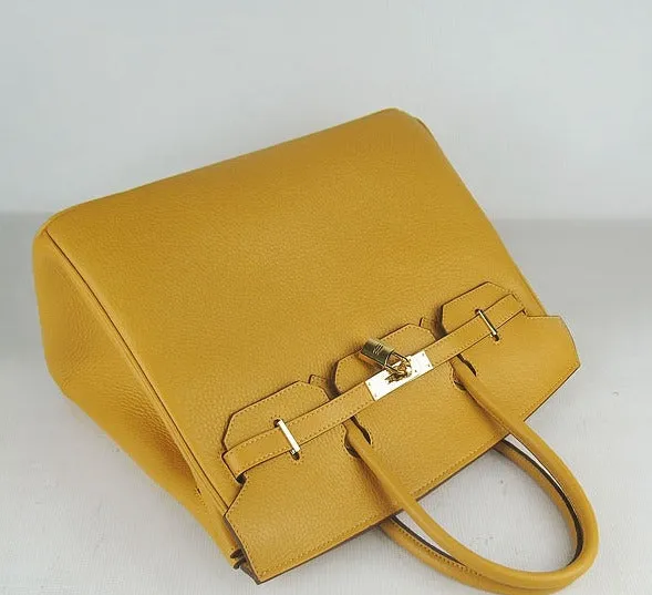 Trendy Inspired Hermes Birkin 35cm Togo Leather Handbags Yellow Golden