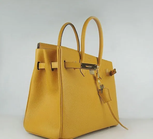 Trendy Inspired Hermes Birkin 35cm Togo Leather Handbags Yellow Golden