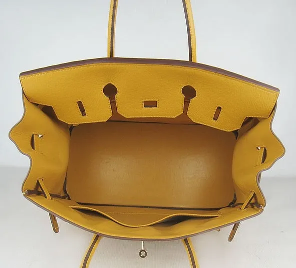 Trendy Inspired Hermes Birkin 35cm Togo Leather Handbags Yellow Golden