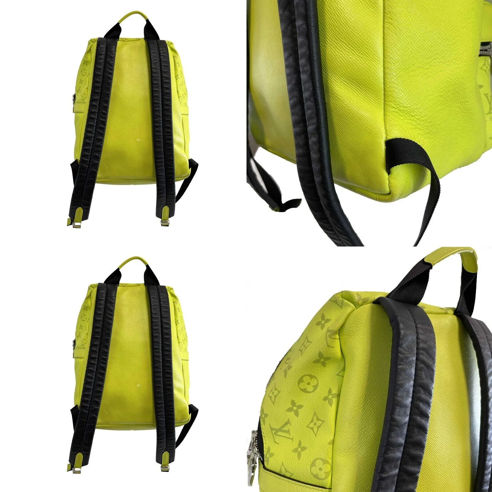 Trendy Inspired Louis Vuitton Taiga Monogram Discovery Backpack Neon Yellow