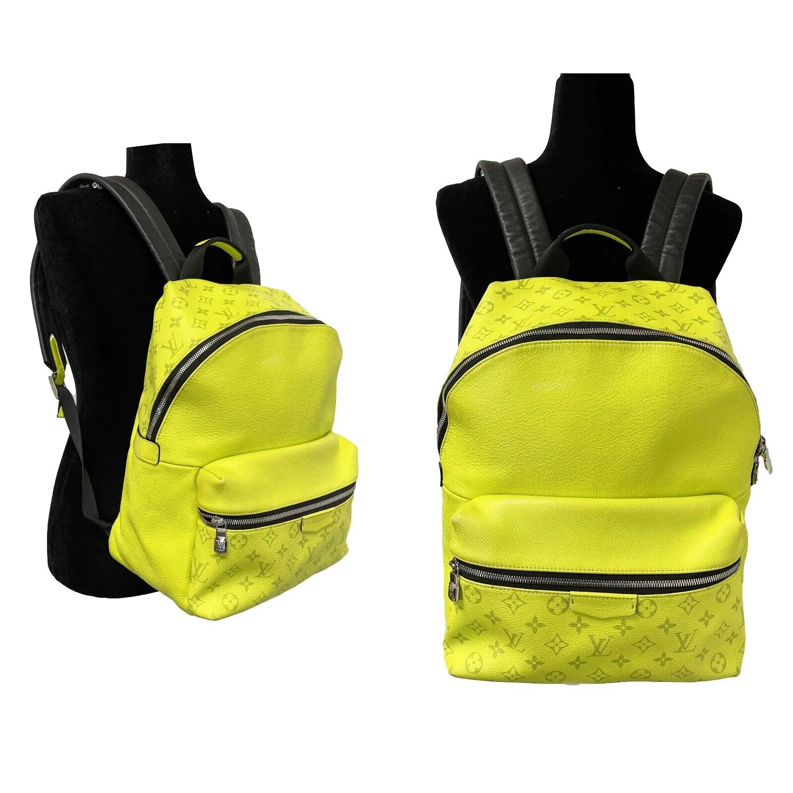 Trendy Inspired Louis Vuitton Taiga Monogram Discovery Backpack Neon Yellow