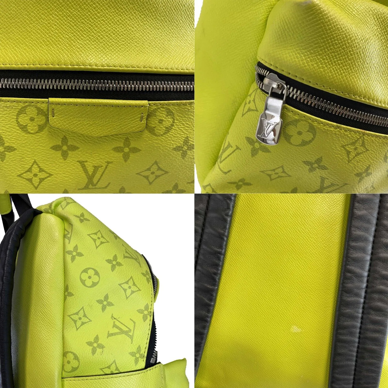 Trendy Inspired Louis Vuitton Taiga Monogram Discovery Backpack Neon Yellow