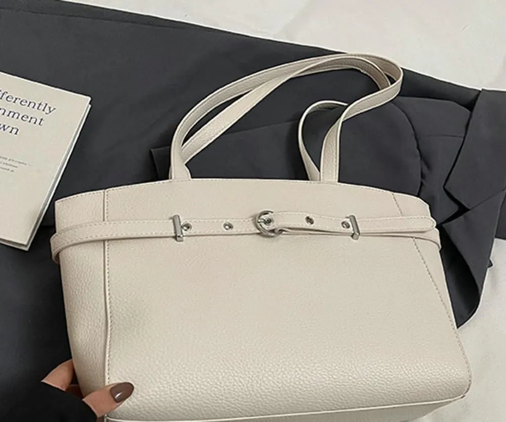 Trendy Y2k Tote Bag for Women 2025 Large Casual Shoulder Bags PU Leather Buckle Belt Handbags Top Handle Work Purses