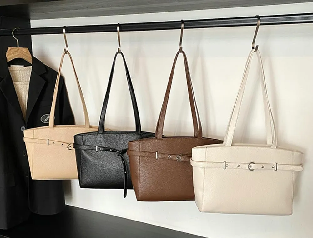 Trendy Y2k Tote Bag for Women 2025 Large Casual Shoulder Bags PU Leather Buckle Belt Handbags Top Handle Work Purses