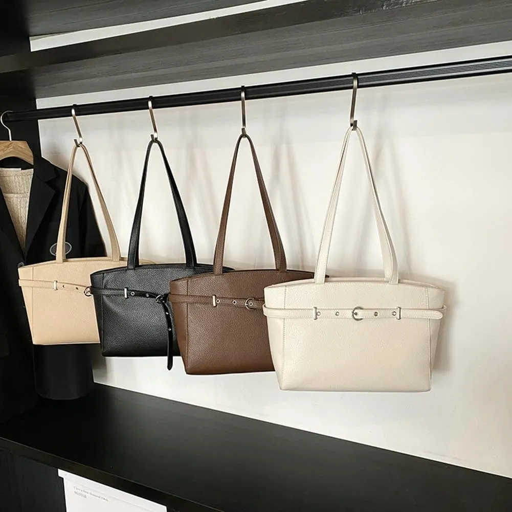 Trendy Y2k Tote Bag for Women 2025 Large Casual Shoulder Bags PU Leather Buckle Belt Handbags Top Handle Work Purses