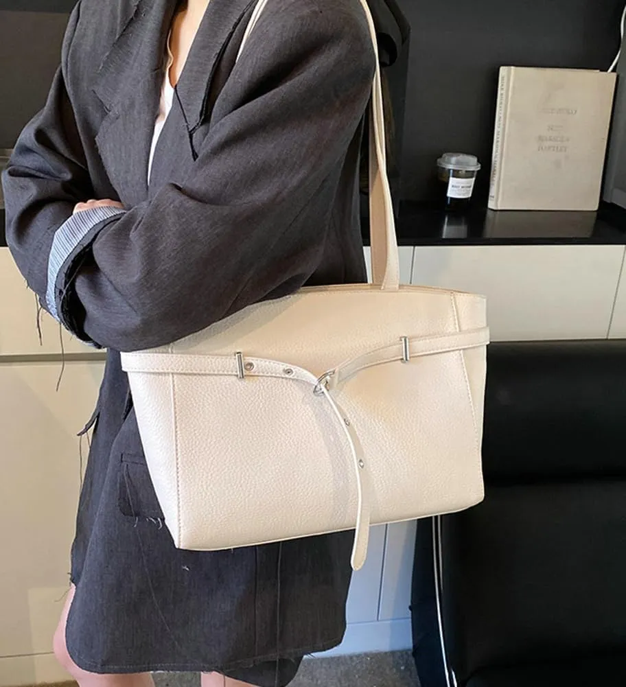 Trendy Y2k Tote Bag for Women 2025 Large Casual Shoulder Bags PU Leather Buckle Belt Handbags Top Handle Work Purses