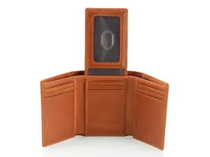 Trifold Leather Wallet for Men with ID Holder and RFID Blocking (Light Brown)