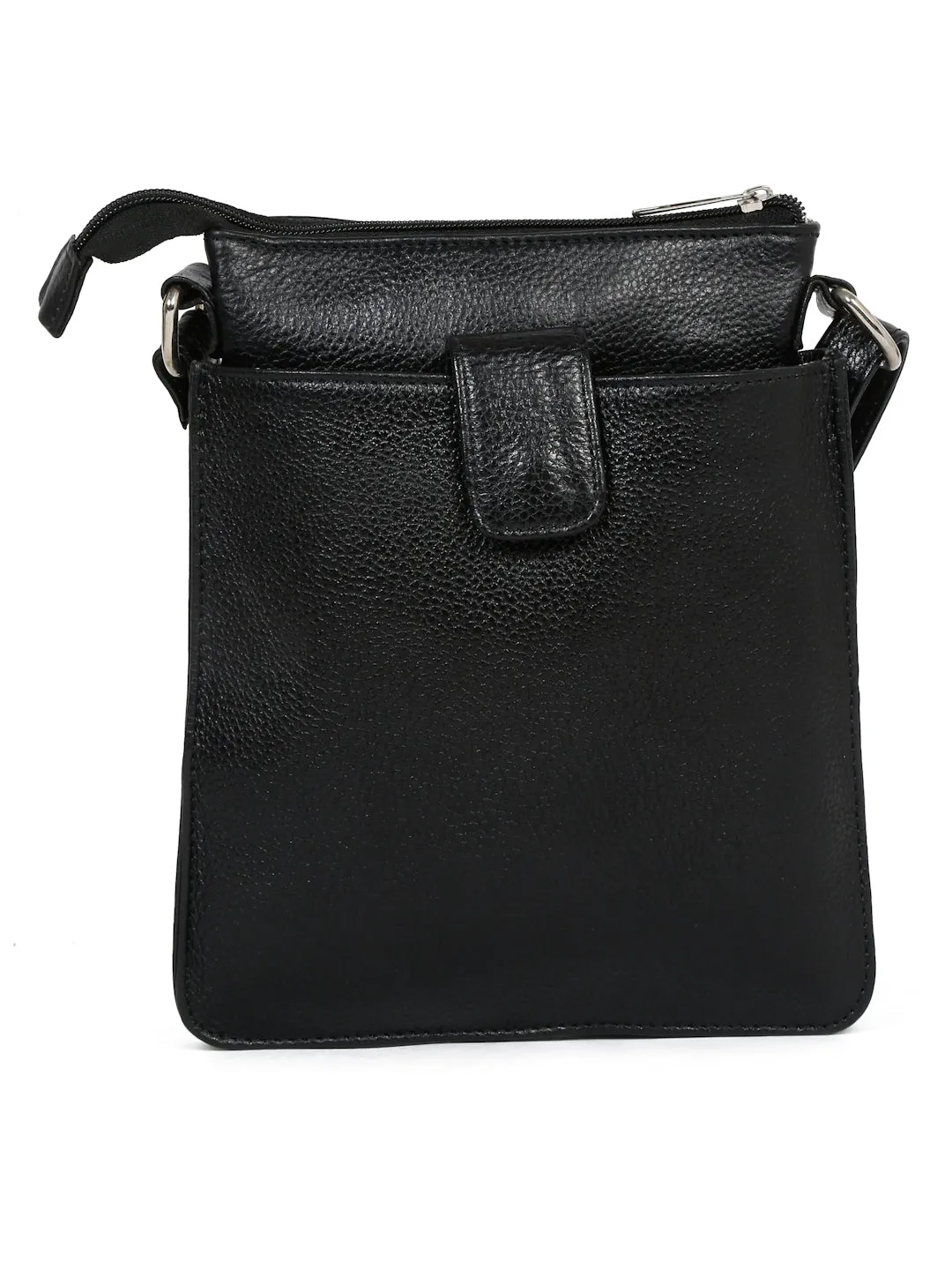 Unisex Black Leather Sling Bag