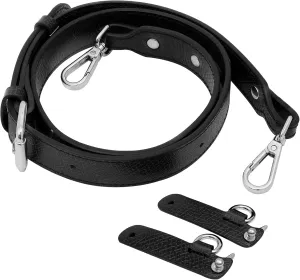 Upgraded Leather Mini Bag Strap, Adjustable Crossbody Replacement Strap, Anti-Slip Shoulder Strap with Buckles, Compatible with Longchamp Handbags & Mini Bags-Black L