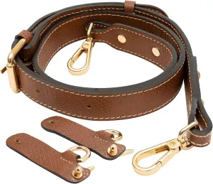 Upgraded Leather Mini Bag Strap, Adjustable Crossbody Replacement Strap, Anti-Slip Shoulder Strap with Buckles, Compatible with Longchamp Handbags & Mini Bags-Brown L