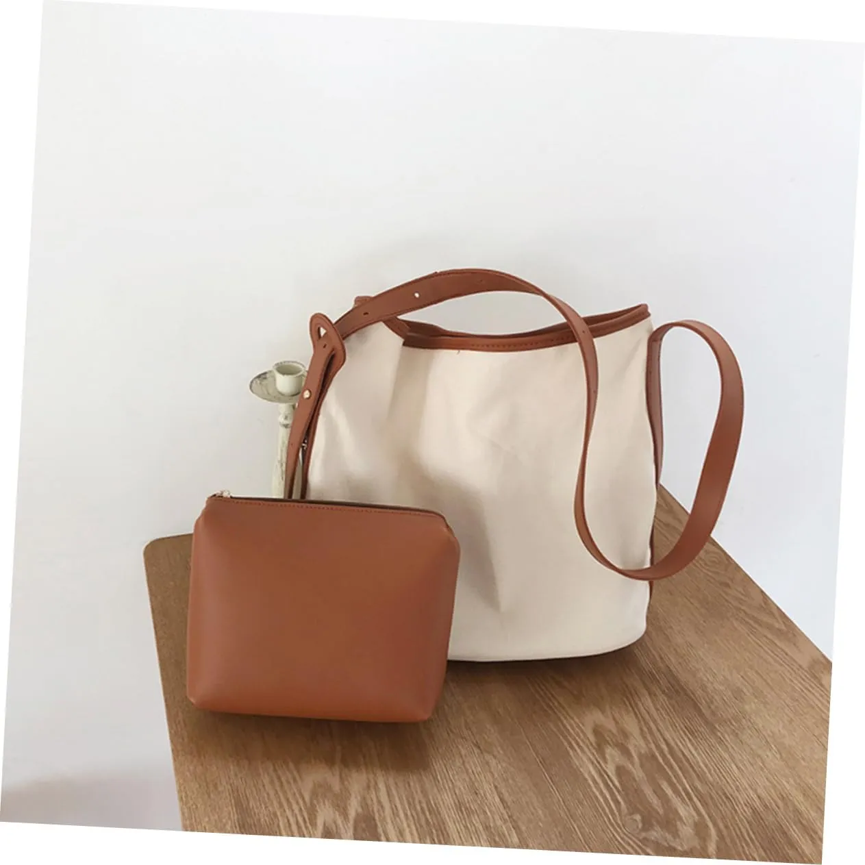 VALICLUD Pack of 2 Shoulder Bags for Women Shoulder Bags for Women Bucket Bag Canvas Bag Women's Canvas Bag Shoulder Bags High Capacity Miss Black, brown, Sports